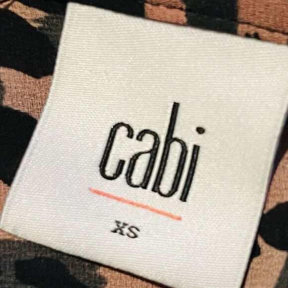 Beautiful CAbi Pink & Black Ruffly Chiffon Blouse with Attached Neck Scarf Sz XS - Picture 8 of 9